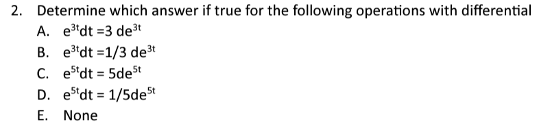 Solved 2. Determine which answer if true for the following | Chegg.com