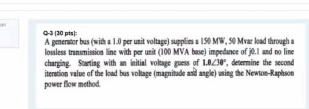 Solved Q-3 (30 ﻿pts): A generator bus (with a 1.0 ﻿per unit | Chegg.com