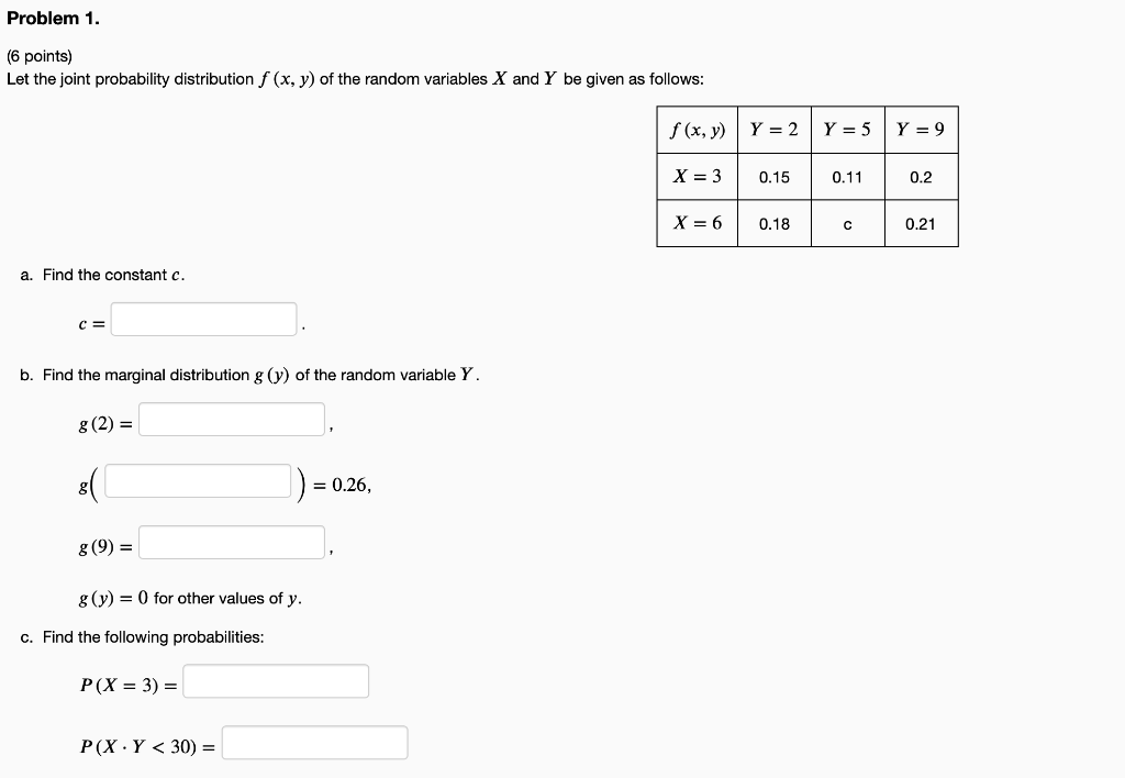 Solved Problem 1. (6 points) Let the joint probability | Chegg.com