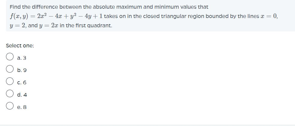 Solved Find the difference between the absolute maximum and | Chegg.com