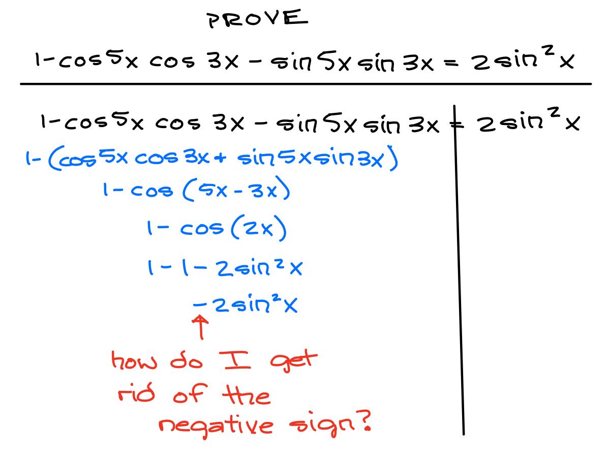 Solved PROVE 1-cos 5x cos 3x - sin 5x sin 3x = 2 sin?x | Chegg.com