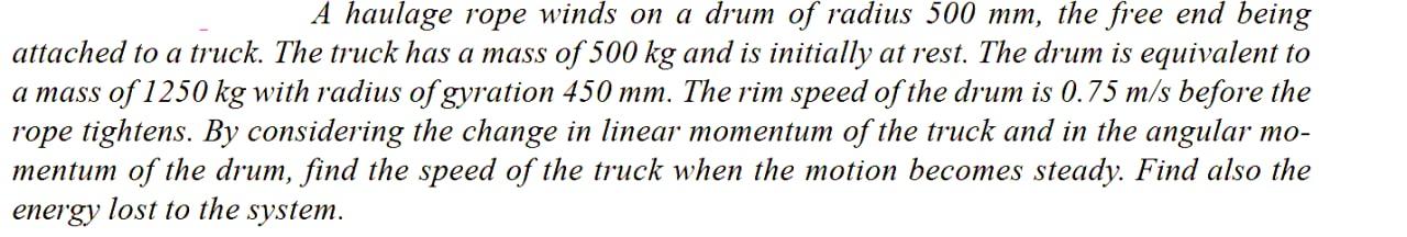 Solved A Haulage Rope Winds On A Drum Of Radius 500 Mm, The 