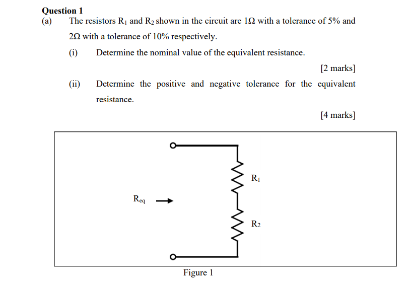 Solved Question 1 (a) The resistors R and Ry shown in the | Chegg.com