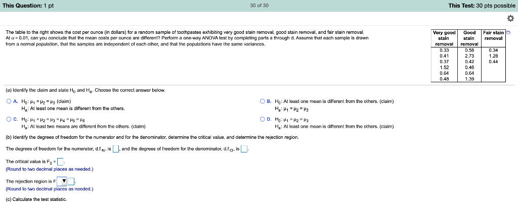 Solved This Question: 1 pt 30 of 30 This Test: 30 pts | Chegg.com