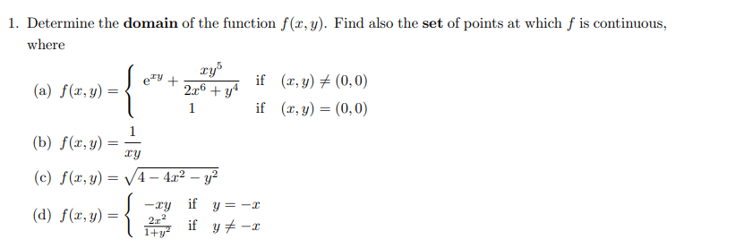 Solved 1. Determine The Domain Of The Function F(x,y). Find | Chegg.com