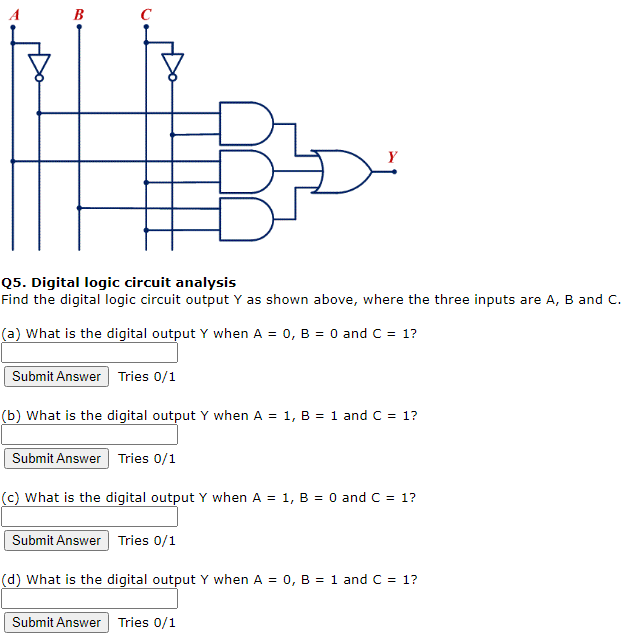 Solved B с Q5. Digital Logic Circuit Analysis Find The | Chegg.com