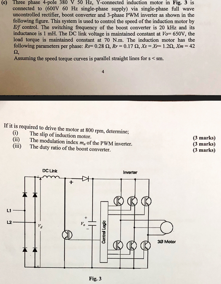 Solved (c) Three phase 4-pole 380 V 50 Hz, Y-connected | Chegg.com