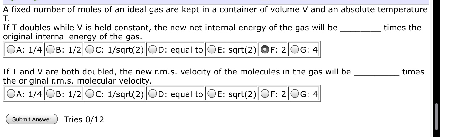 Solved A fixed number of moles of an ideal gas are kept in a | Chegg.com