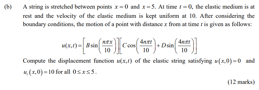 Solved A string is stretched between points x=0 and x=5. At | Chegg.com