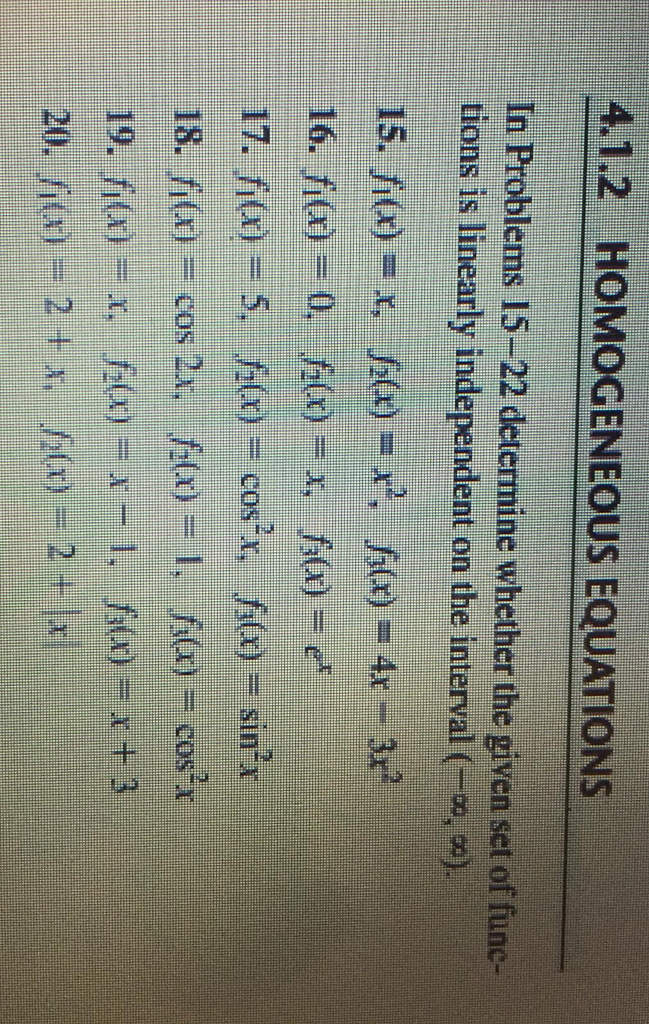 Solved 4.1.2 HOMOGENEOUS EQUATIONS In Problems 15-22 | Chegg.com