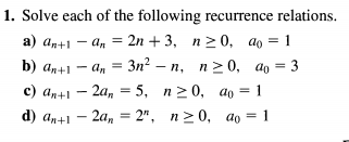 Solved 1. Solve each of the following recurrence relations | Chegg.com
