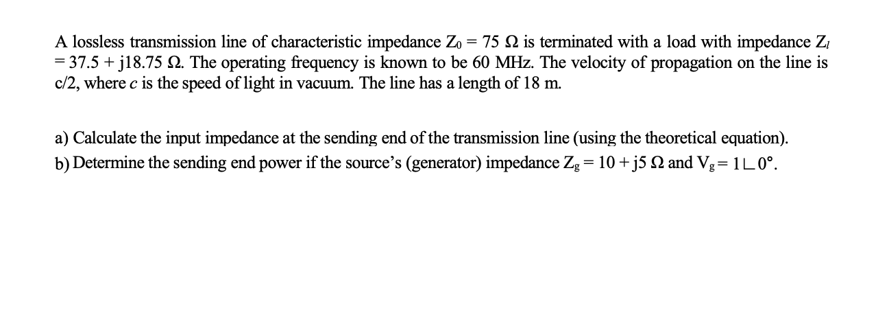 solved-a-lossless-transmission-line-of-characteristic-chegg