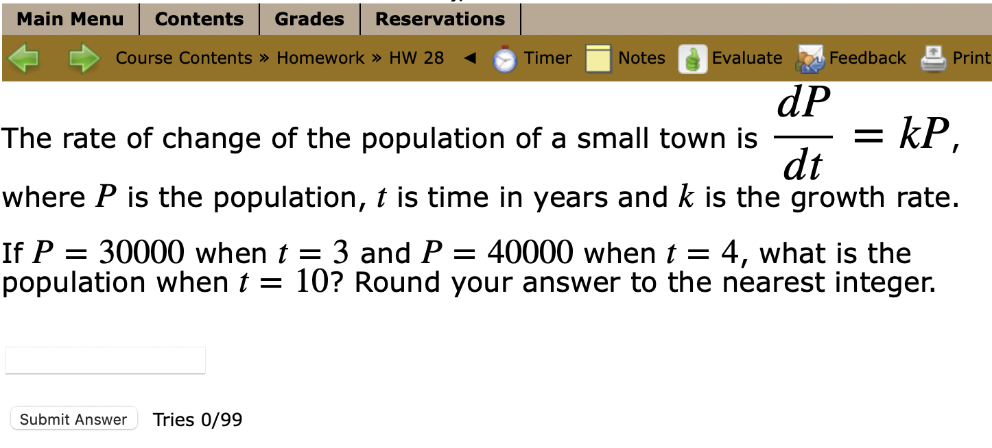 Solved The rate of change of the population of a small town | Chegg.com