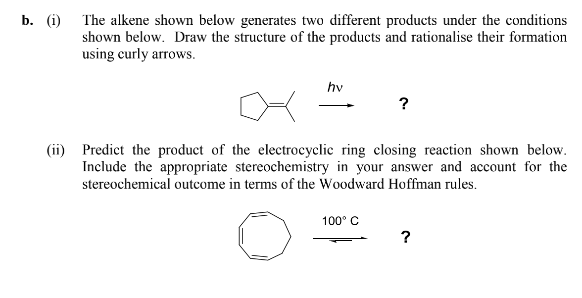 Solved B. (i) The Alkene Shown Below Generates Two Different | Chegg.com