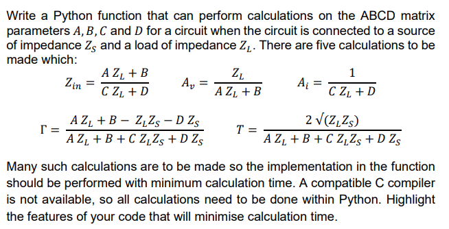 Solved Write A Python Function That Can Perform Calculations | Chegg.com