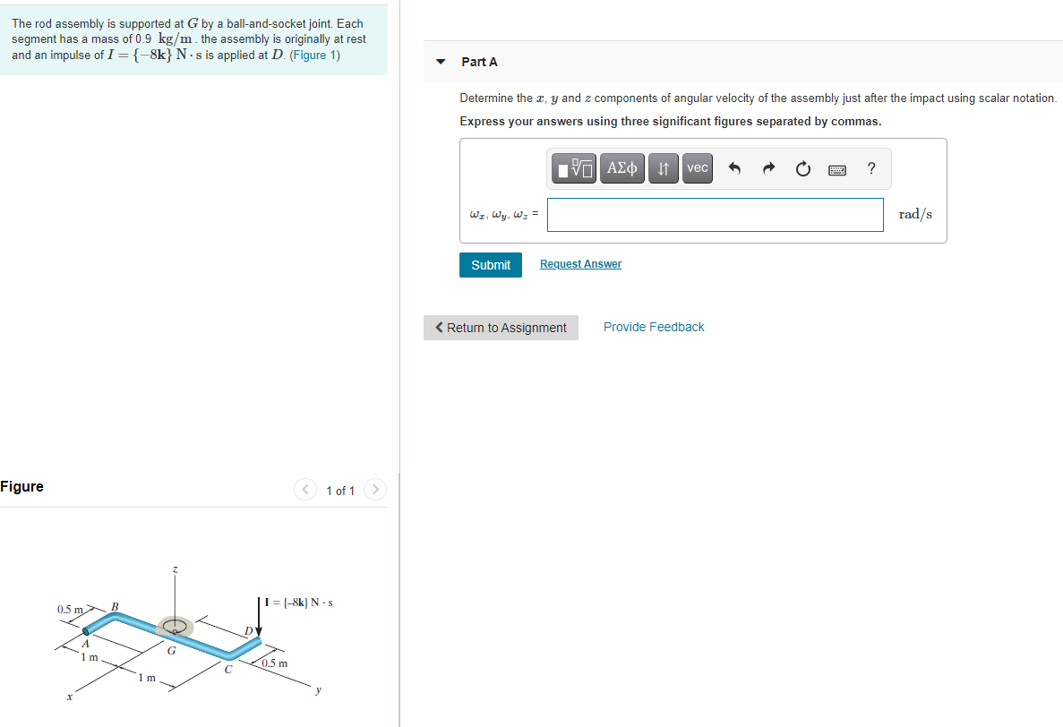 Solved The rod assembly is supported at G by a | Chegg.com