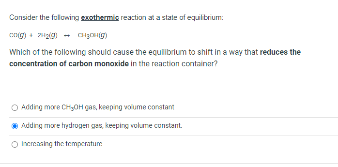 Solved Consider The Following Exothermic Reaction At A State | Chegg.com