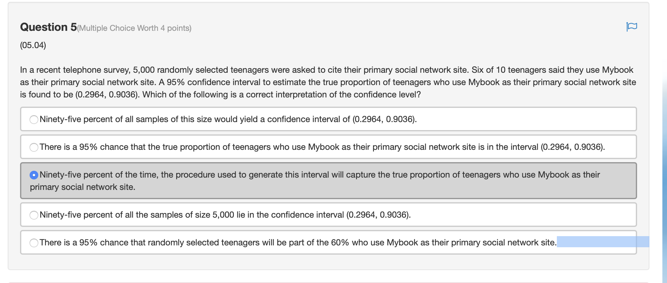Solved Question 5(Multiple Choice Worth 4 points) (05.04) In | Chegg.com