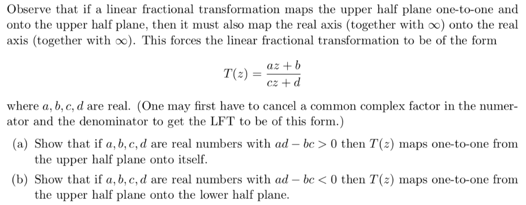 Solved Observe that if a linear fractional transformation | Chegg.com