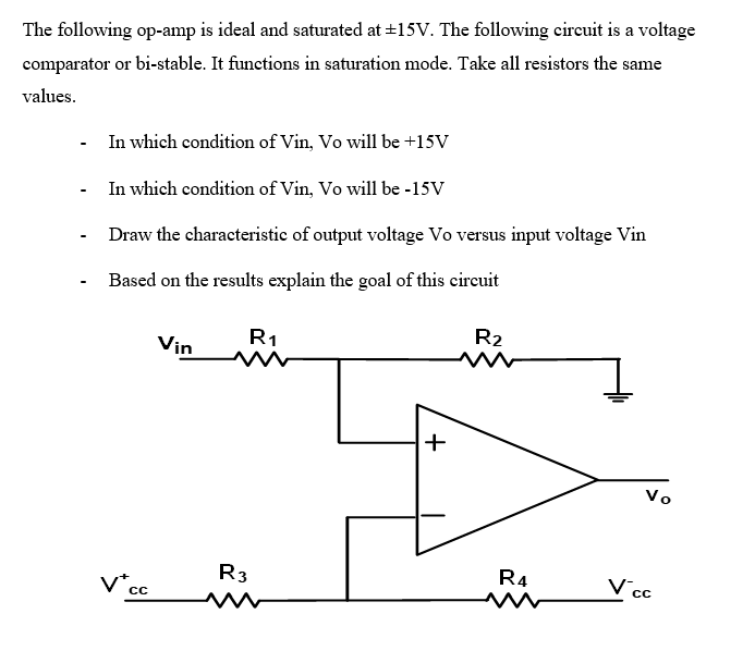 Solved The following opamp is ideal and saturated at ±15 V.