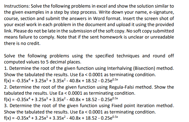 Solved Instructions: Solve the following problems in excel | Chegg.com