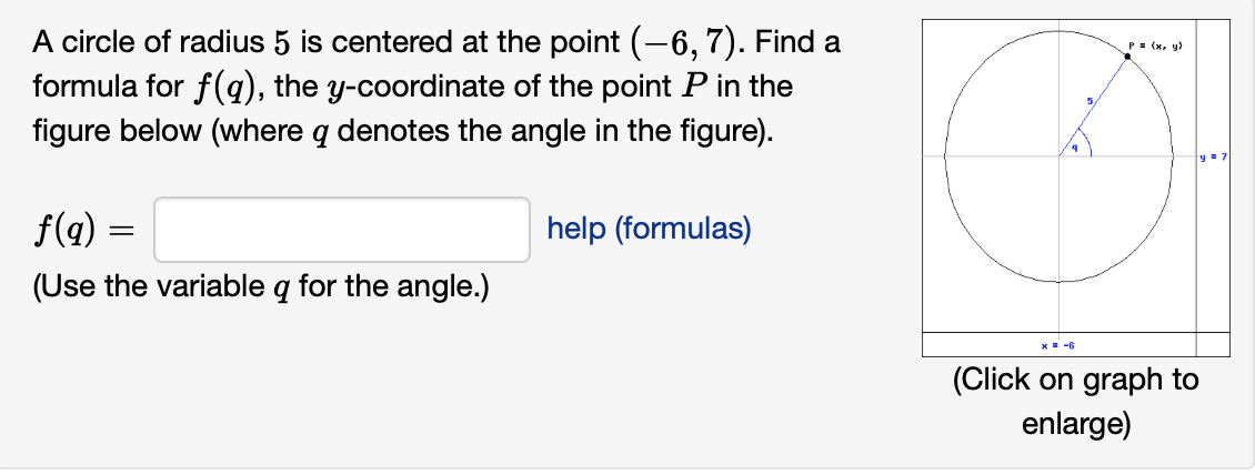Solved A circle of radius 5 is centered at the point (−6,7). | Chegg.com