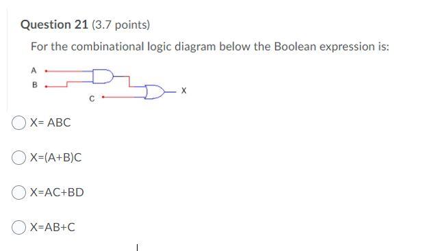 Solved Question 21 (3.7 Points) For The Combinational Logic | Chegg.com