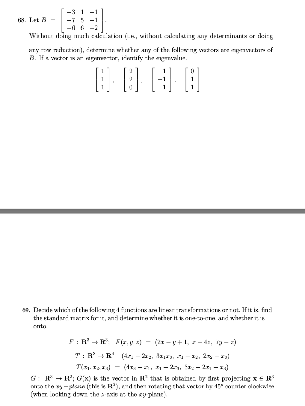 Solved 3 1 - 1 68. Let B = –7 5 -1 -6 6 -2 Without Doing | Chegg.com