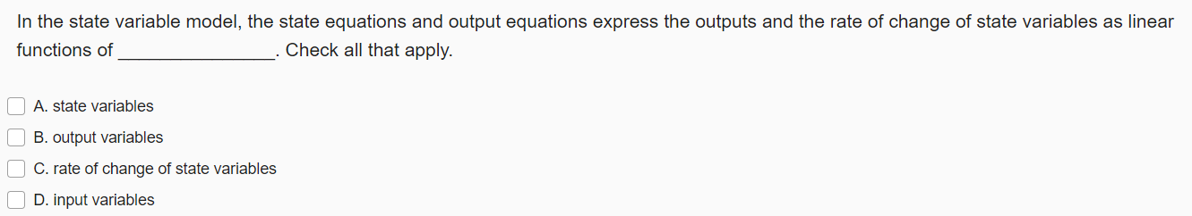 Solved In the state variable model, the state equations and | Chegg.com