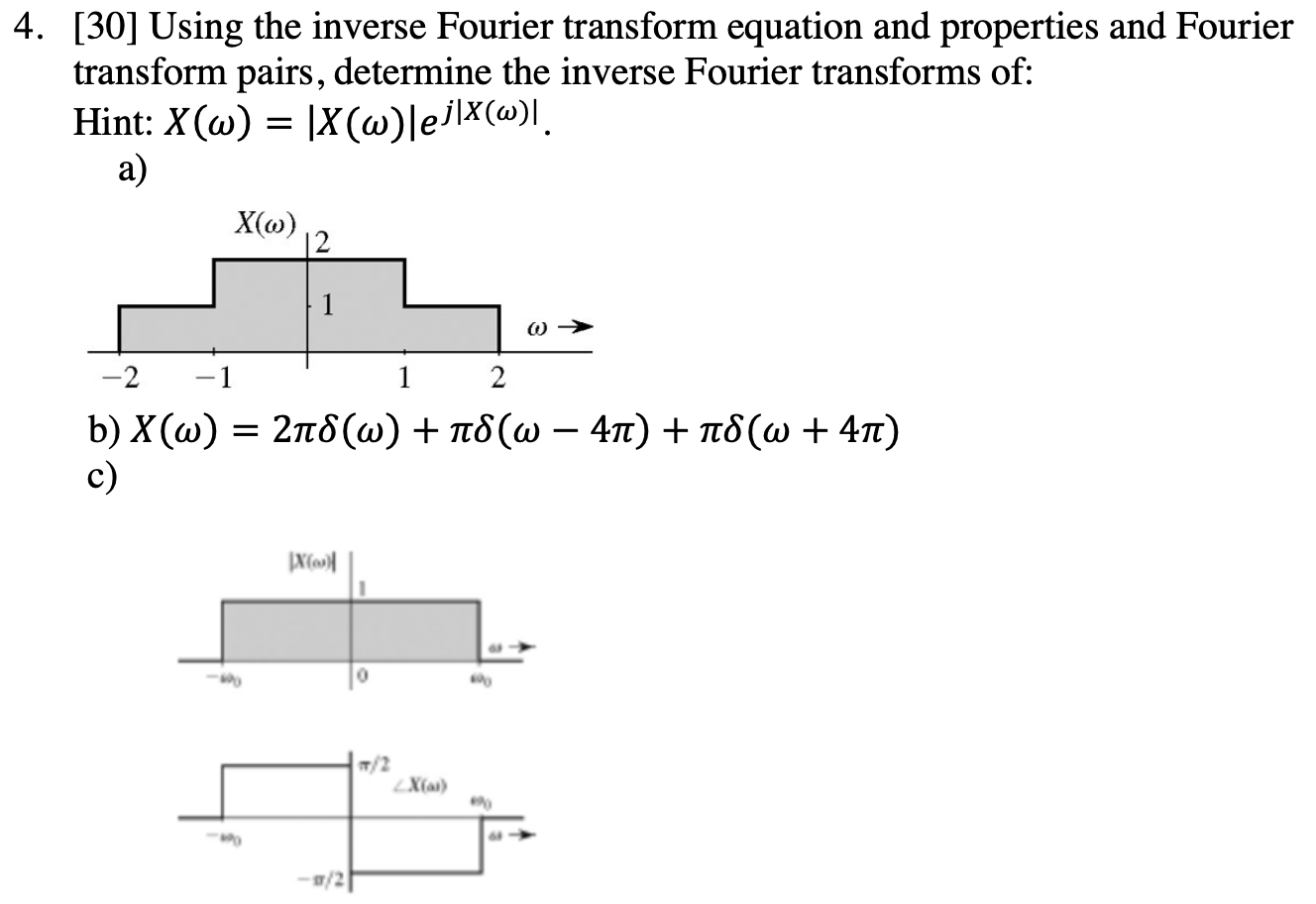 Solved 4. [30] Using The Inverse Fourier Transform Equation | Chegg.com