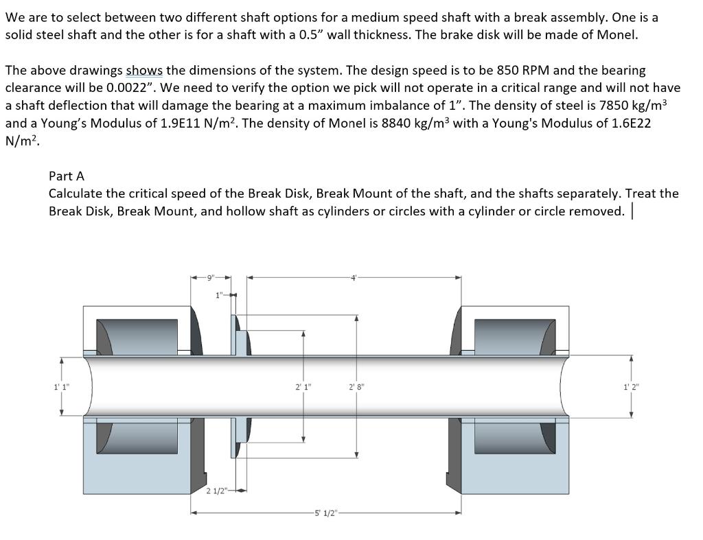 Solved We Are To Select Between Two Different Shaft Options Chegg Com