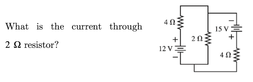 Solved 4 Ω What is the current through 15 V = 2 Ω: 21 + + + | Chegg.com