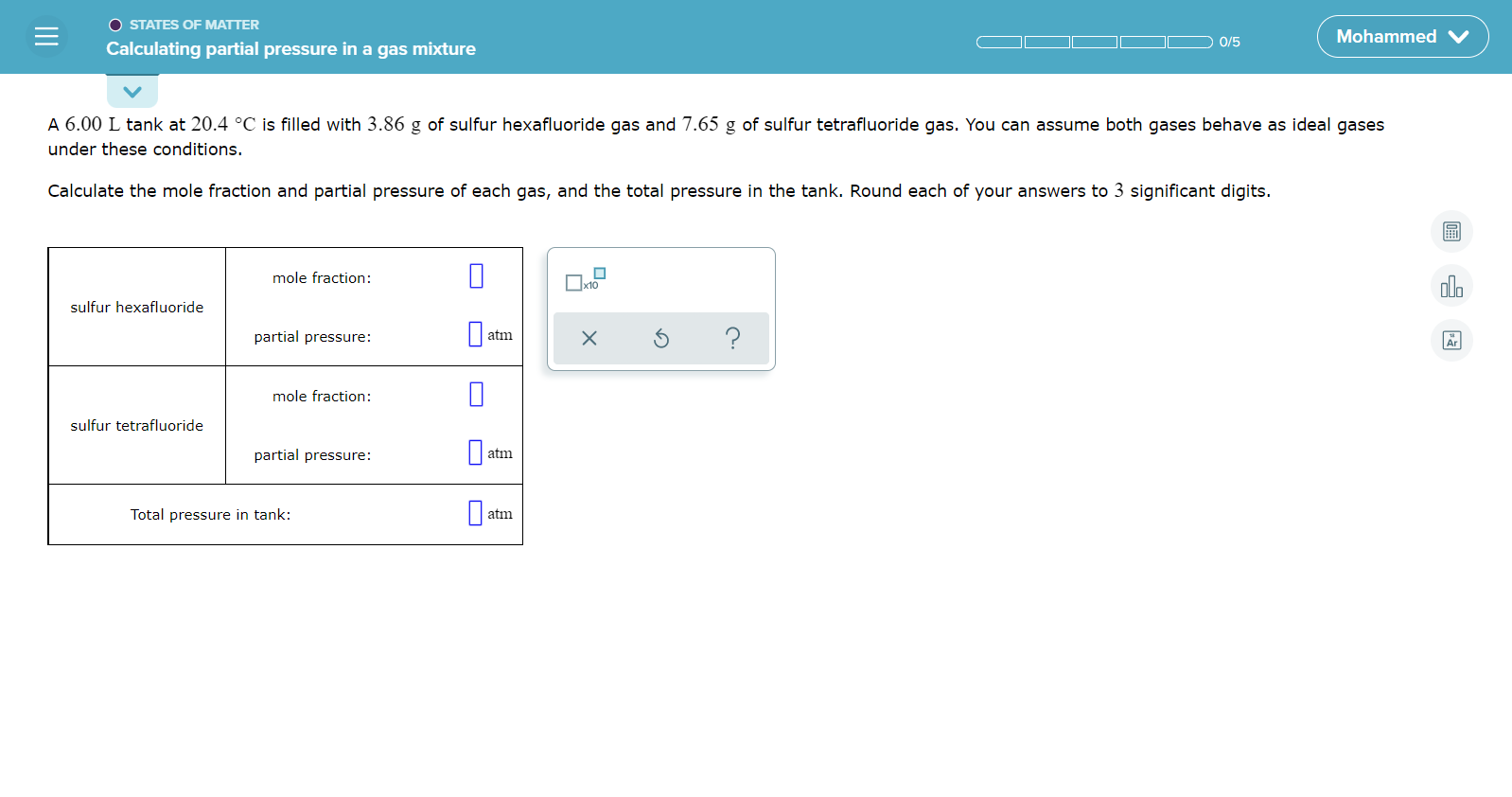 Solved O STATES OF MATTER Calculating partial pressure in a | Chegg.com