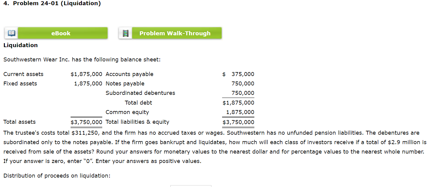 Solved 4. Problem 24-01 (Liquidation) eBook Problem | Chegg.com