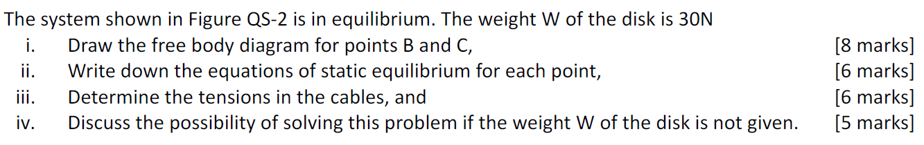 Solved D A C 60° را B 45° Figure QS-2 W The System Shown | Chegg.com