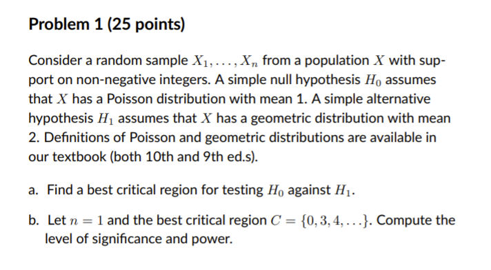 Solved Problem 1 (25 points) Consider a random sample X1, | Chegg.com