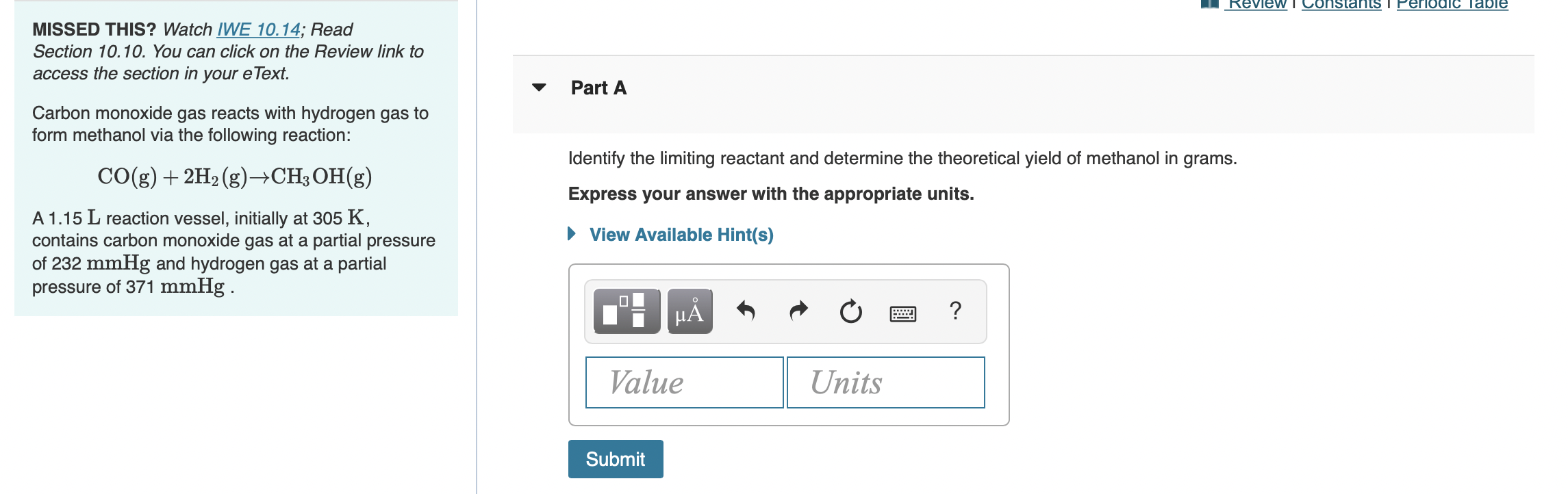 Solved A Review Constants | Periodic A quantity of N2 | Chegg.com