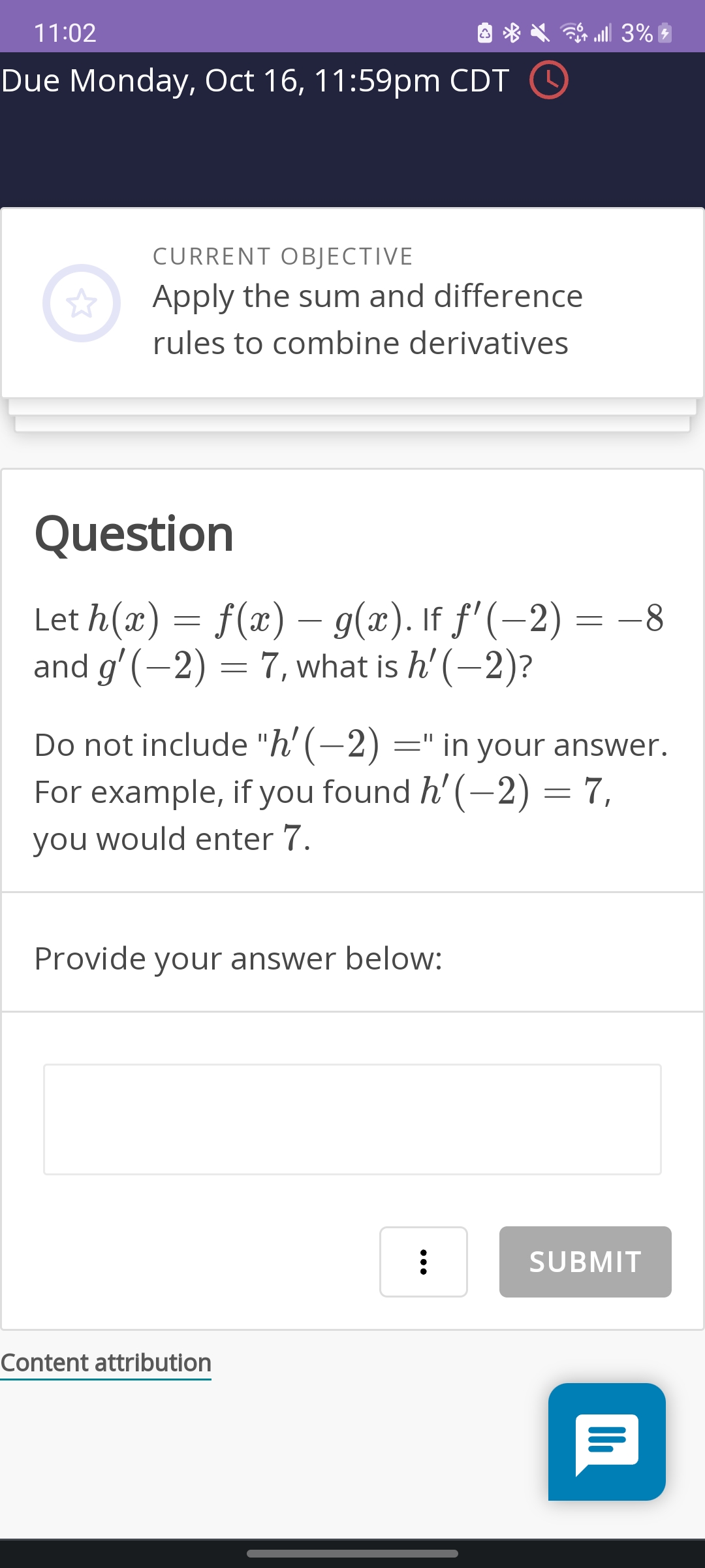 Solved CURRENT OBJECTIVE Apply the sum and difference rules | Chegg.com