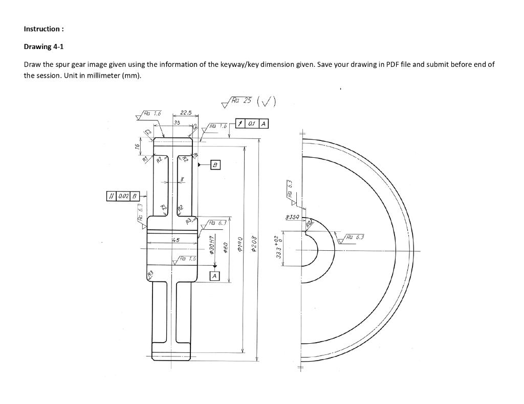 Instruction Drawing 41 Draw the spur gear image