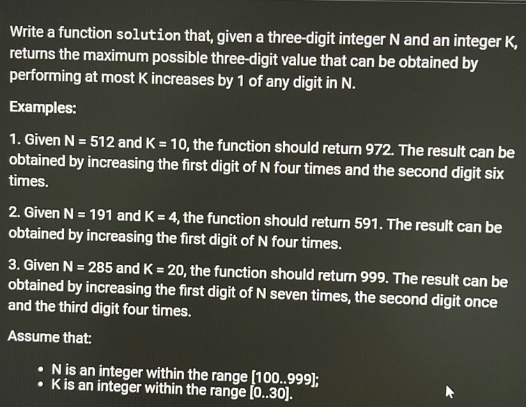 Solved Write A Function Solution That, Given A | Chegg.com