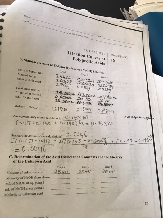 experiment 12 a standardization of a sodium hydroxide solution