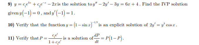 Solved 9) y = cek +ce