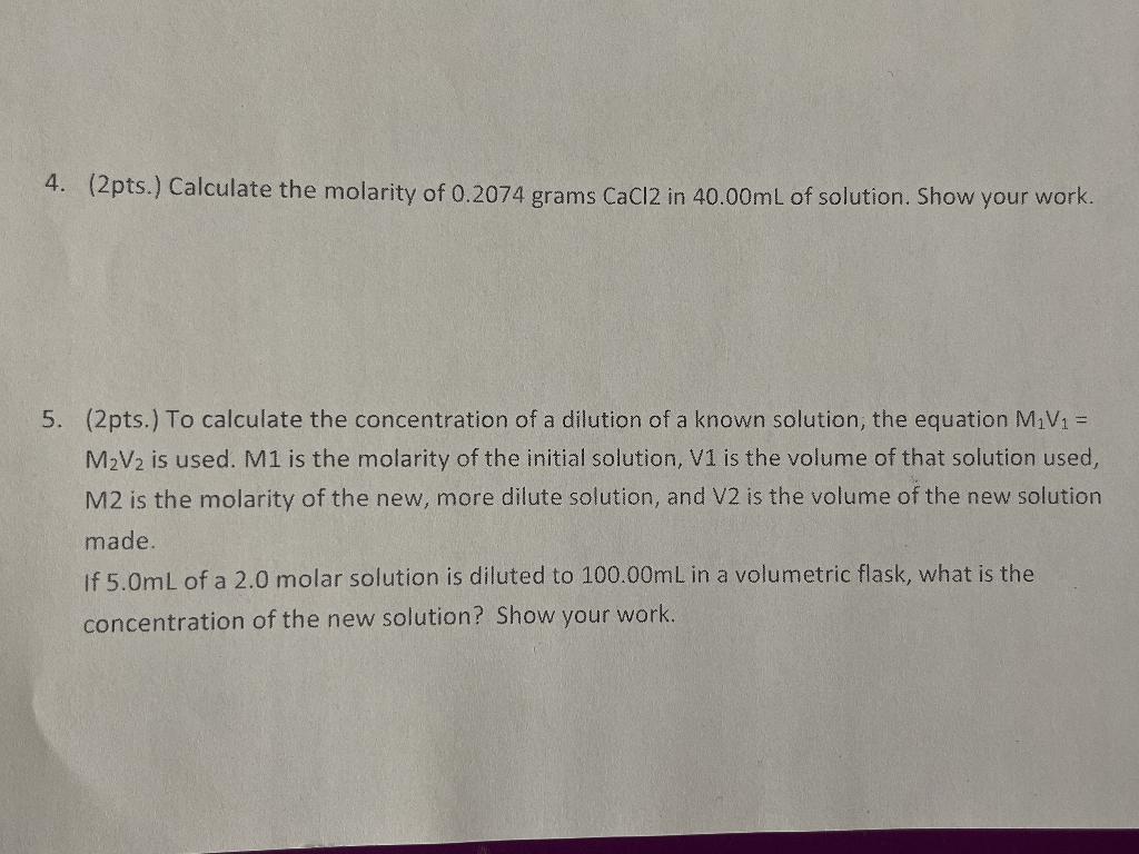 Solved 4 2pts Calculate The Molarity Of 0 2074 Grams Chegg Com   PhpICDLoQ