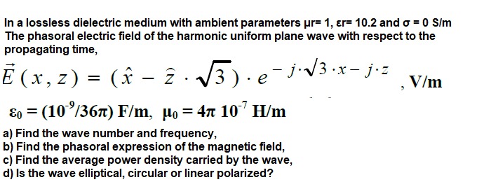Solved In a lossless dielectric medium with ambient | Chegg.com