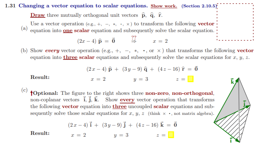 Solved 1.31 Changing a vector equation to scalar equations. | Chegg.com