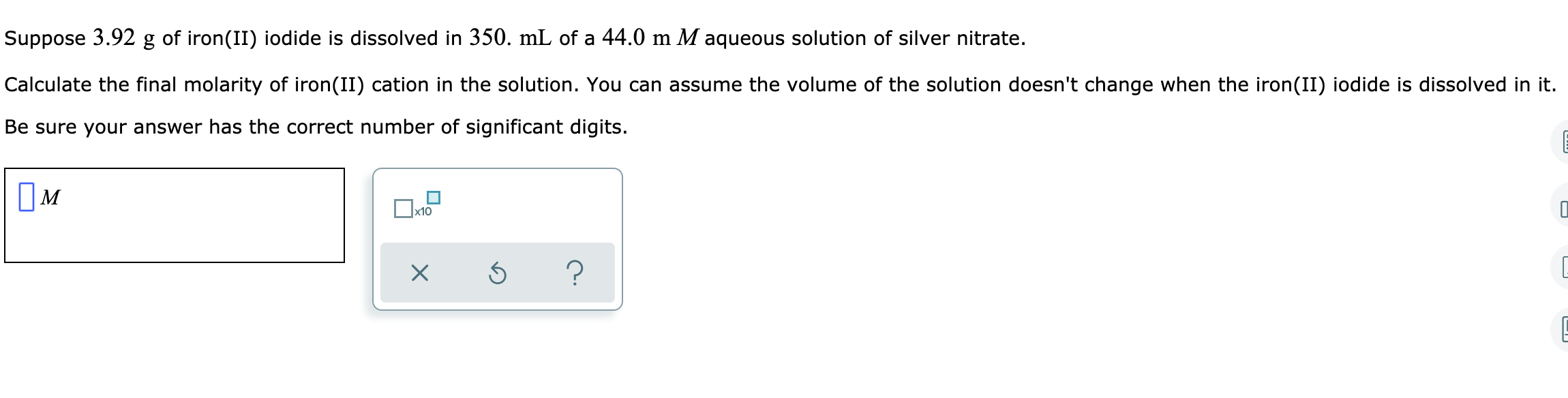 Solved Suppose 3.92 g of iron(II) iodide is dissolved in