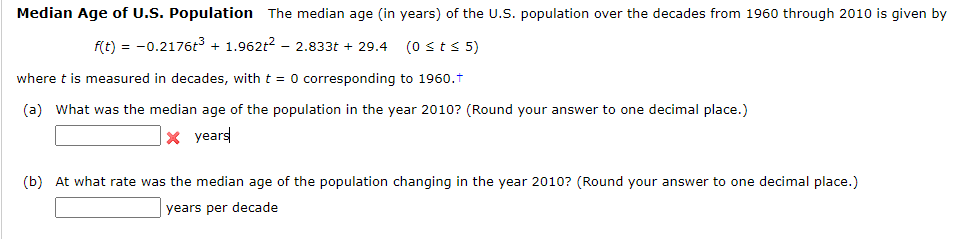 Solved Median Age of U.S.Population The median age (in | Chegg.com