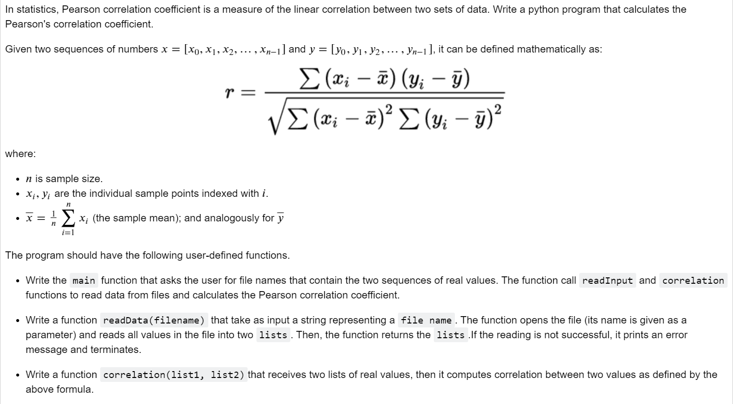 Solved In statistics, Pearson correlation coefficient is a | Chegg.com