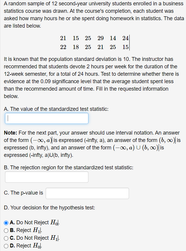 Solved A random sample of 12 second-year university students | Chegg.com