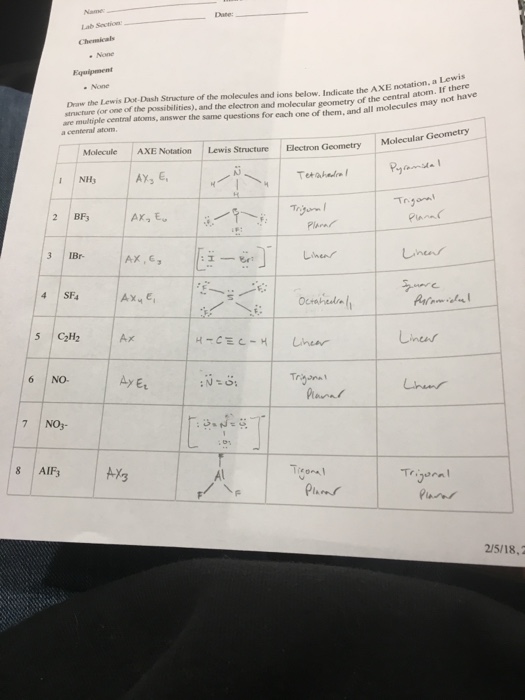 Solved Lab Sectio Nene a Lewis m. If there Draw the Lewis